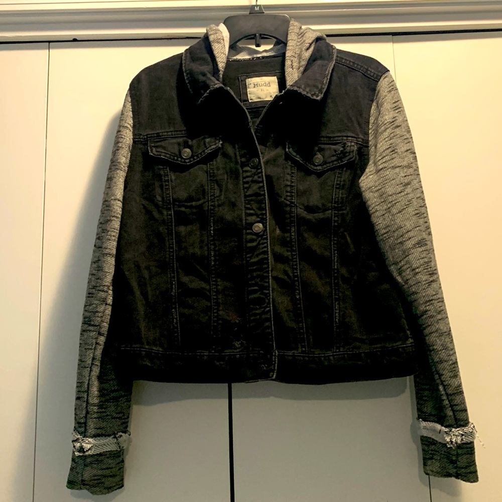 Mudd Dark Gray Distressed Blue Jean Jacket